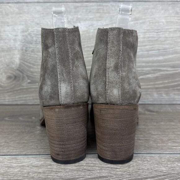 Frye Nora Women's Sz 7.5B Gray Elephant Suede Zip Heeled Ankle Boots 3479930-EPT - Picture 4 of 14